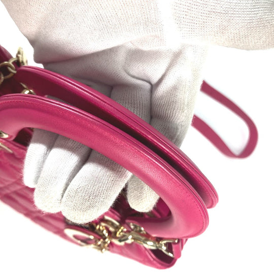 Dior Handbag lambskin pink Crossbody Lady Dior Women Used Authentic