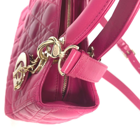 Dior Handbag lambskin pink Crossbody Lady Dior Women Used Authentic
