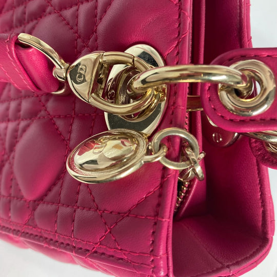 Dior Handbag lambskin pink Crossbody Lady Dior Women Used Authentic