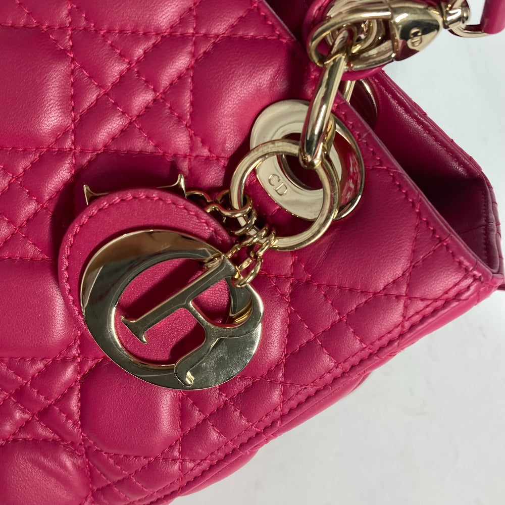 Dior Handbag lambskin pink Crossbody Lady Dior Women Used Authentic