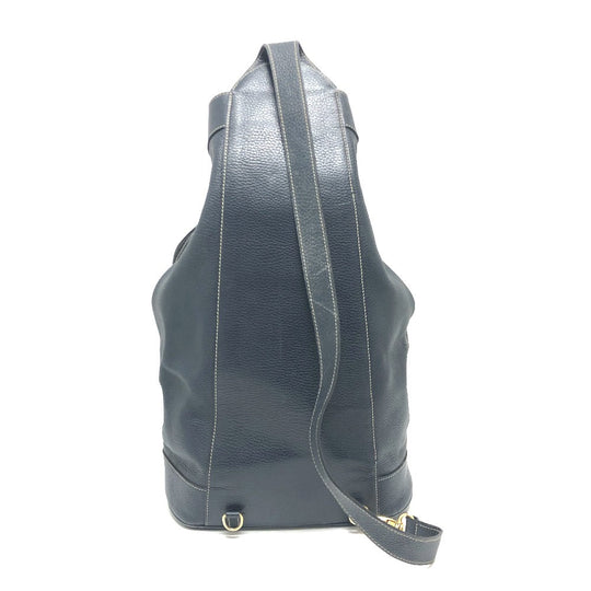 HERMES Shoulder Bag leather Navy purse Women Used Authentic