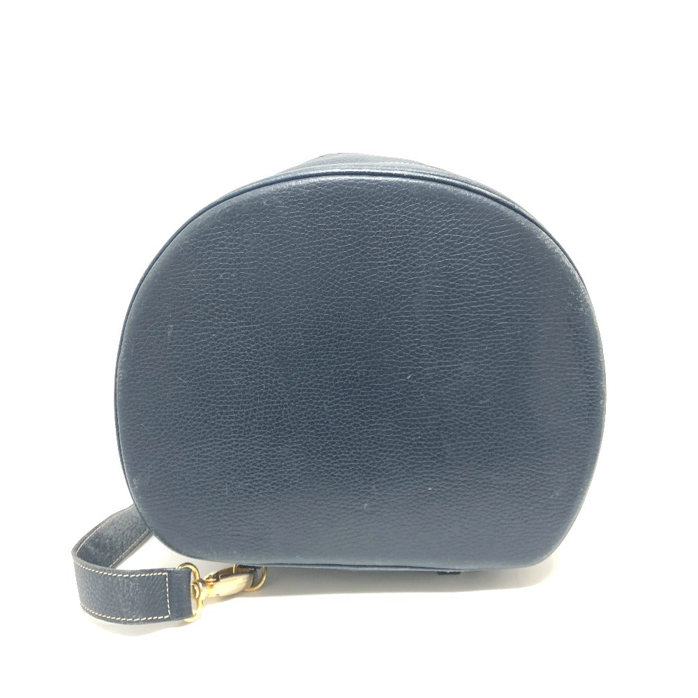 HERMES Shoulder Bag leather Navy purse Women Used Authentic