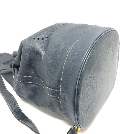 HERMES Shoulder Bag leather Navy purse Women Used Authentic