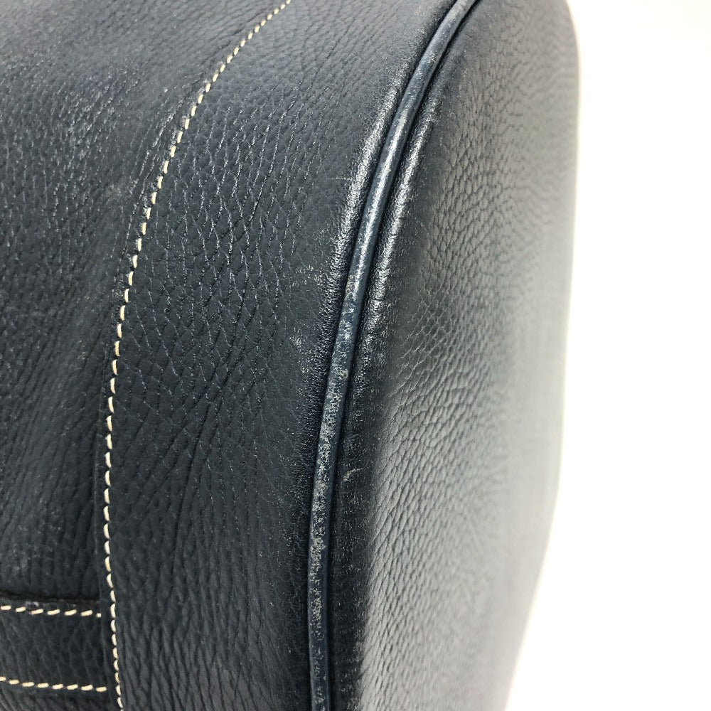 HERMES Shoulder Bag leather Navy purse Women Used Authentic