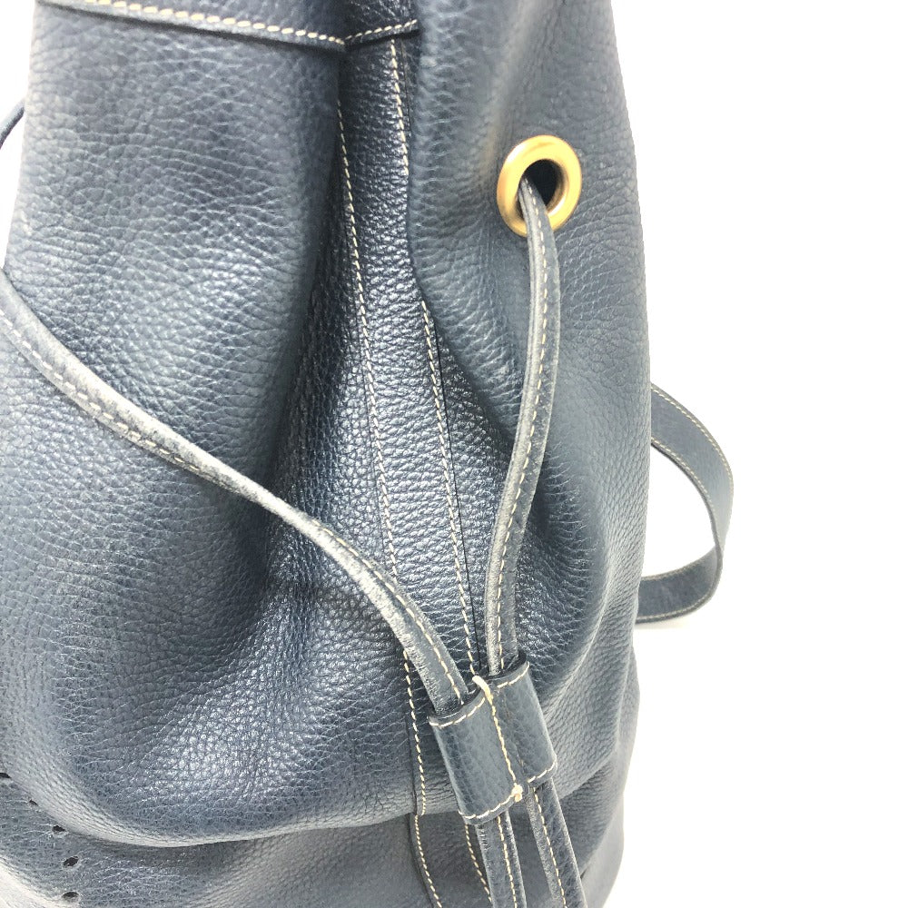 HERMES Shoulder Bag leather Navy purse Women Used Authentic
