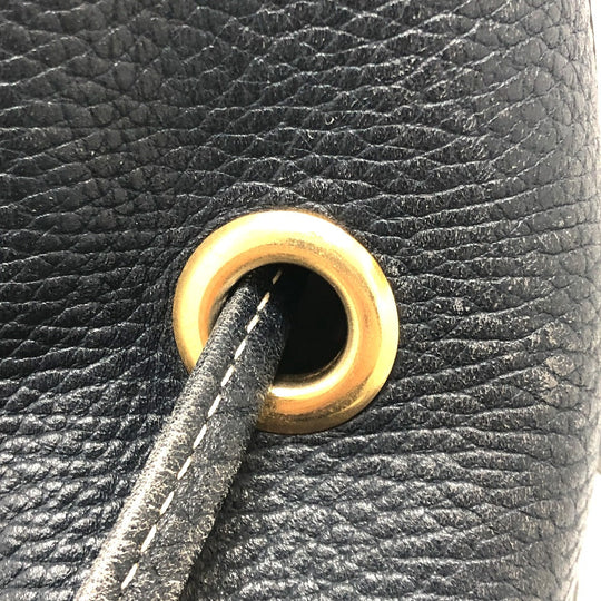 HERMES Shoulder Bag leather Navy purse Women Used Authentic