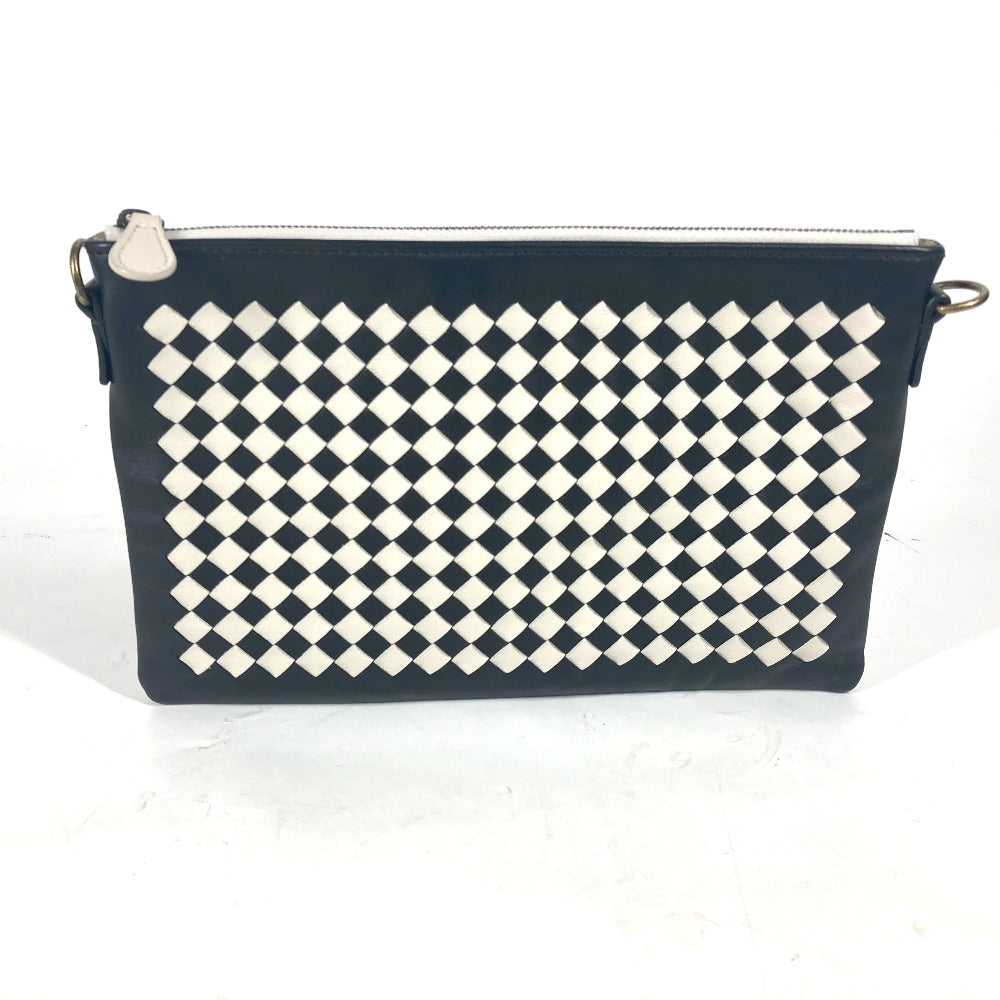 BOTTEGAVENETA Shoulder Bag leather black Crossbody pochette INTRECCIATO unisex(Unisex) Used Authentic