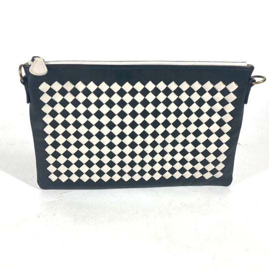 BOTTEGAVENETA Shoulder Bag leather black Crossbody pochette INTRECCIATO unisex(Unisex) Used Authentic