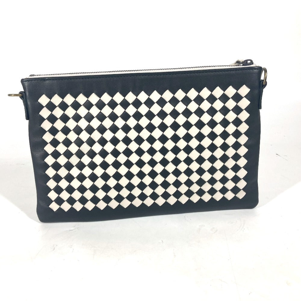 BOTTEGAVENETA Shoulder Bag leather black Crossbody pochette INTRECCIATO unisex(Unisex) Used Authentic