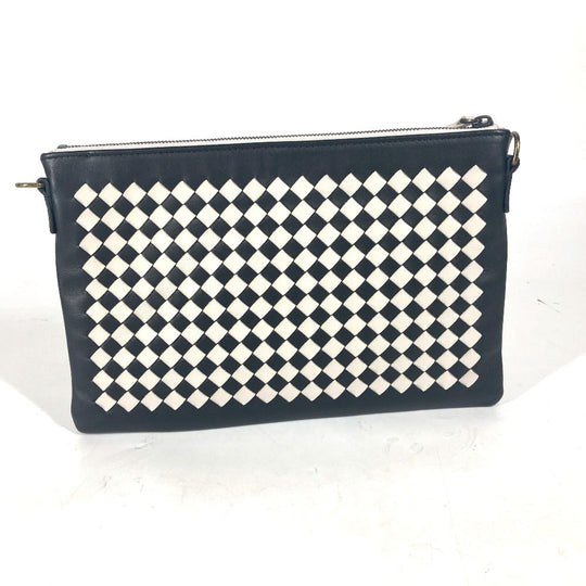 BOTTEGAVENETA Shoulder Bag leather black Crossbody pochette INTRECCIATO unisex(Unisex) Used Authentic