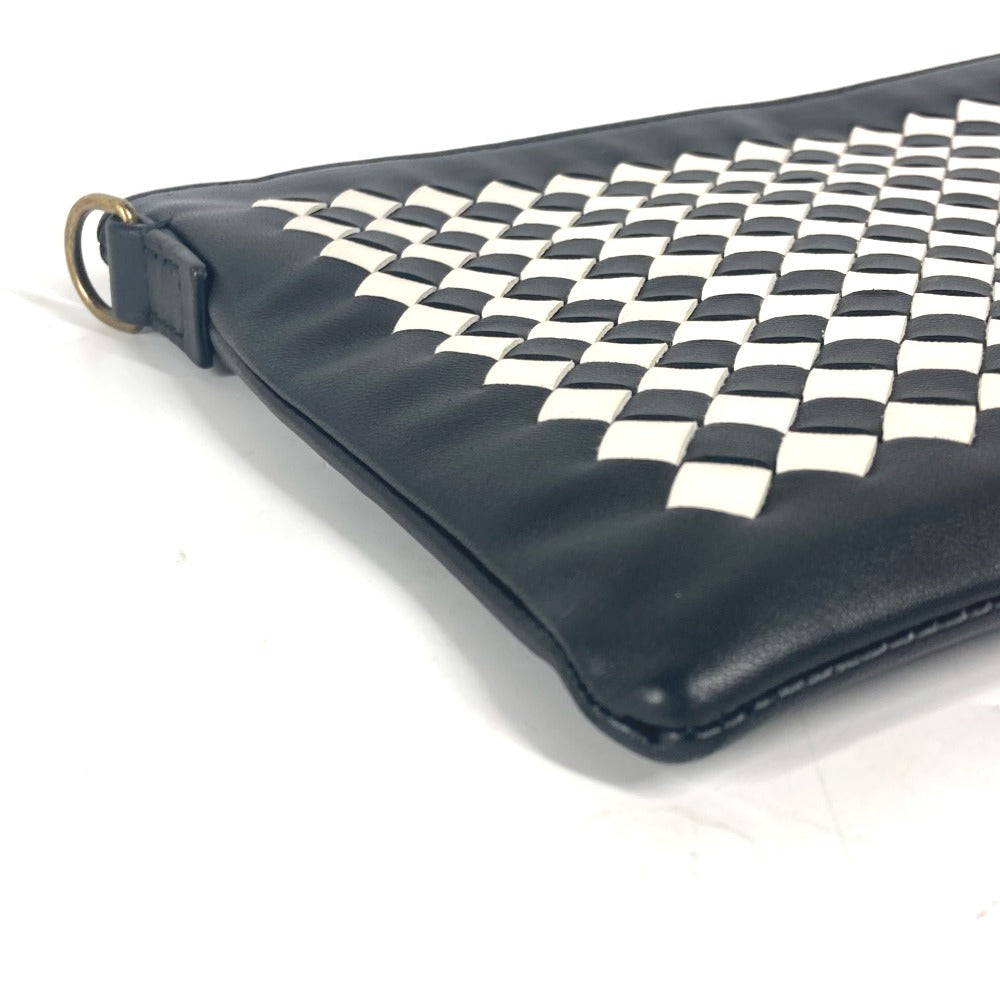 BOTTEGAVENETA Shoulder Bag leather black Crossbody pochette INTRECCIATO unisex(Unisex) Used Authentic