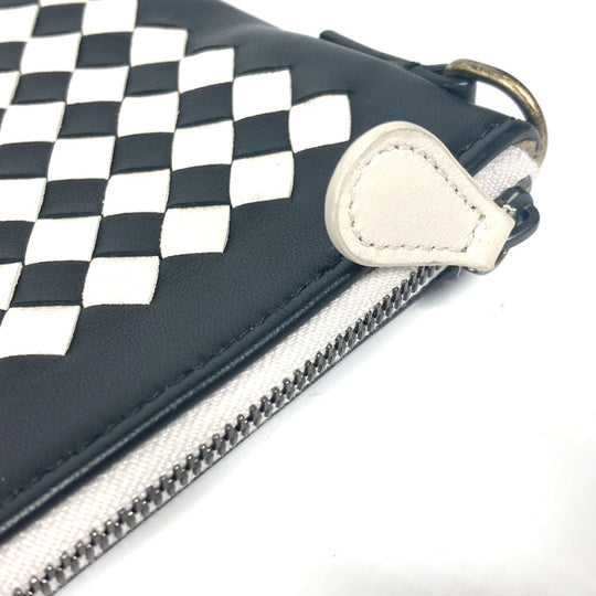 BOTTEGAVENETA Shoulder Bag leather black Crossbody pochette INTRECCIATO unisex(Unisex) Used Authentic