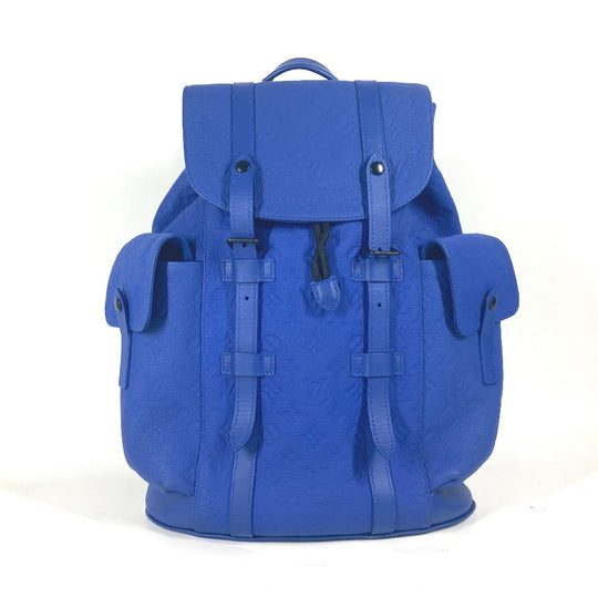 LOUIS VUITTON Backpack M23189 Taurillon Clemence Leather blue Monogram Taurillon Clemence Christopher MM