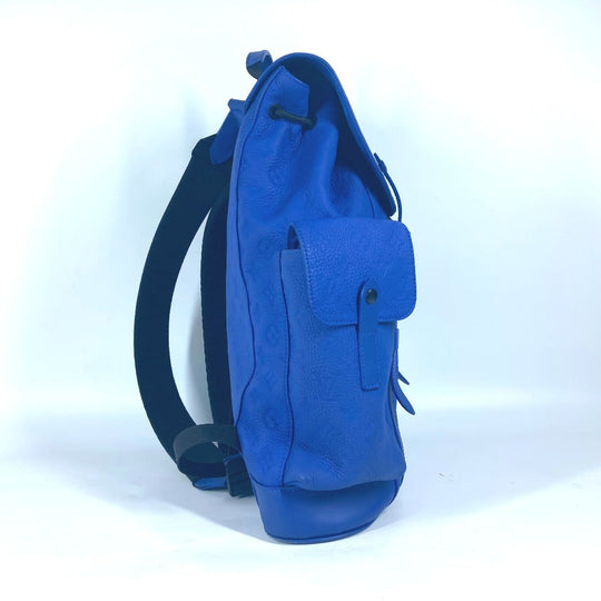 LOUIS VUITTON Backpack M23189 Taurillon Clemence Leather blue Monogram Taurillon Clemence Christopher MM