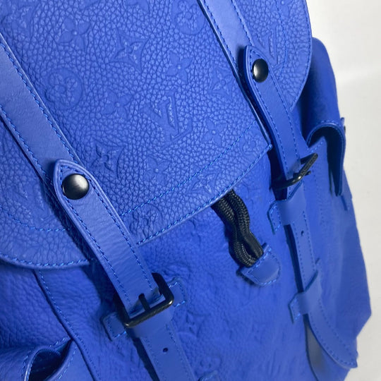 LOUIS VUITTON Backpack M23189 Taurillon Clemence Leather blue Monogram Taurillon Clemence Christopher MM