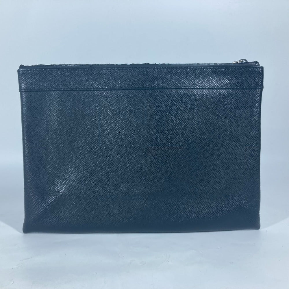 LOUIS VUITTON Clutch bag M30086 Taiga Leather black Taiga Pochette Apollo mens Used Authentic