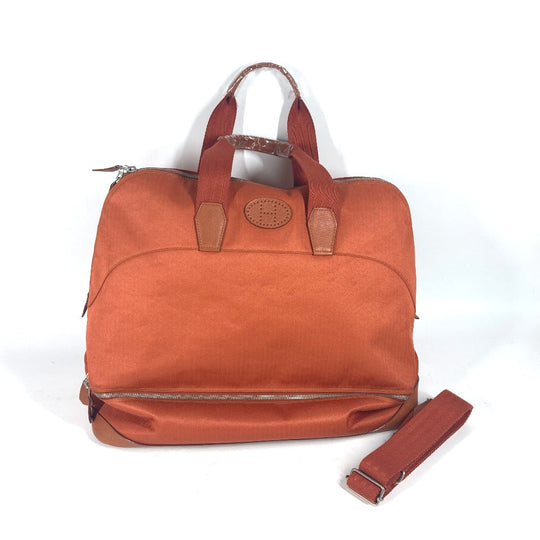 HERMES Boston Duffel bag Towal chevron Orange Sports 2WAY Bag Shoulder Bag Sac de Golf 47 unisex(Unisex) Used Authentic