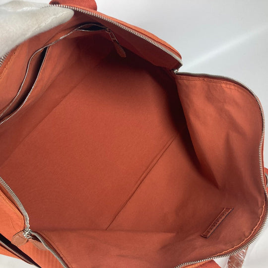 HERMES Boston Duffel bag Towal chevron Orange Sports 2WAY Bag Shoulder Bag Sac de Golf 47 unisex(Unisex) Used Authentic