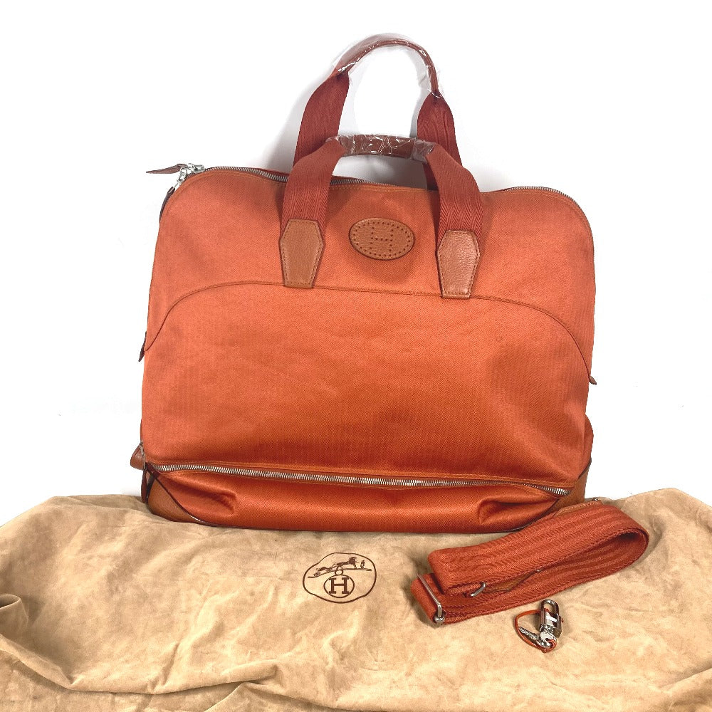 HERMES Boston Duffel bag Towal chevron Orange Sports 2WAY Bag Shoulder Bag Sac de Golf 47 unisex(Unisex) Used Authentic