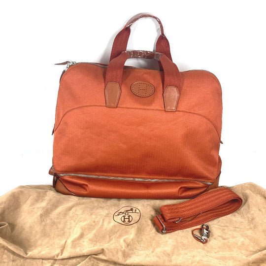 HERMES Boston Duffel bag Towal chevron Orange Sports 2WAY Bag Shoulder Bag Sac de Golf 47 unisex(Unisex) Used Authentic