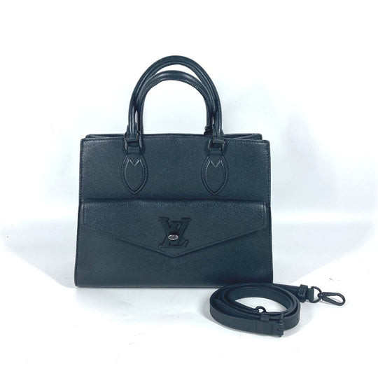 LOUIS VUITTON Handbag M55845 Grain Calfskin Leather black Tote Bag Shoulder Bag Rock Me Tote PM Women Used Authentic
