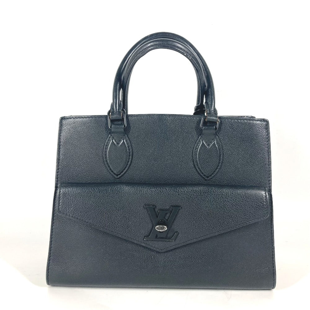 LOUIS VUITTON Handbag M55845 Grain Calfskin Leather black Tote Bag Shoulder Bag Rock Me Tote PM Women Used Authentic