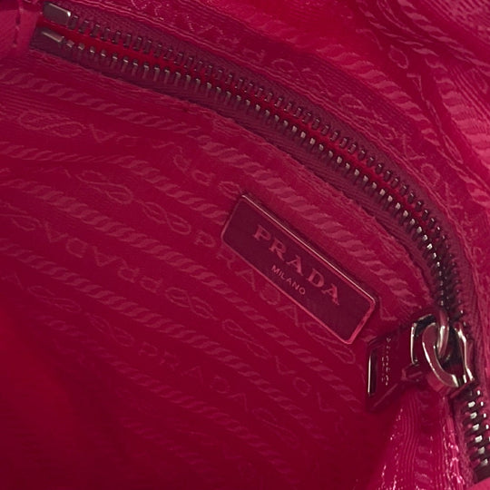 PRADA Backpack 1BZ066 Nylon, Saffiano Leather pink Triangle logo plate Quilted backpack Women Used Authentic
