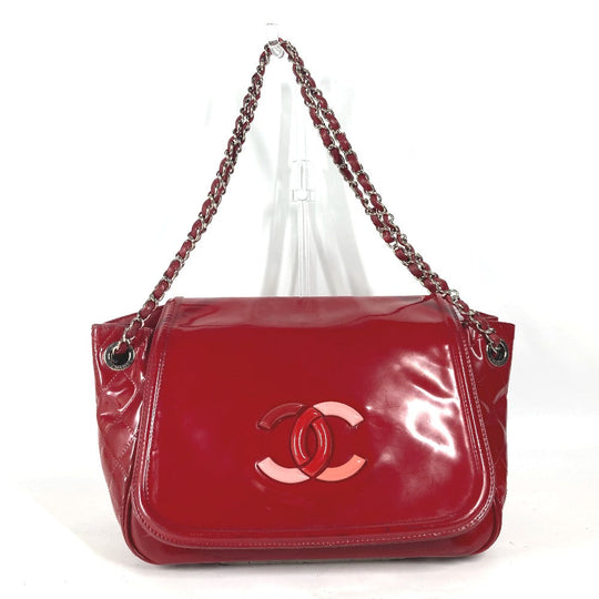 CHANEL Shoulder Bag enamel Red CC COCO Mark Lipstick Women Used Authentic