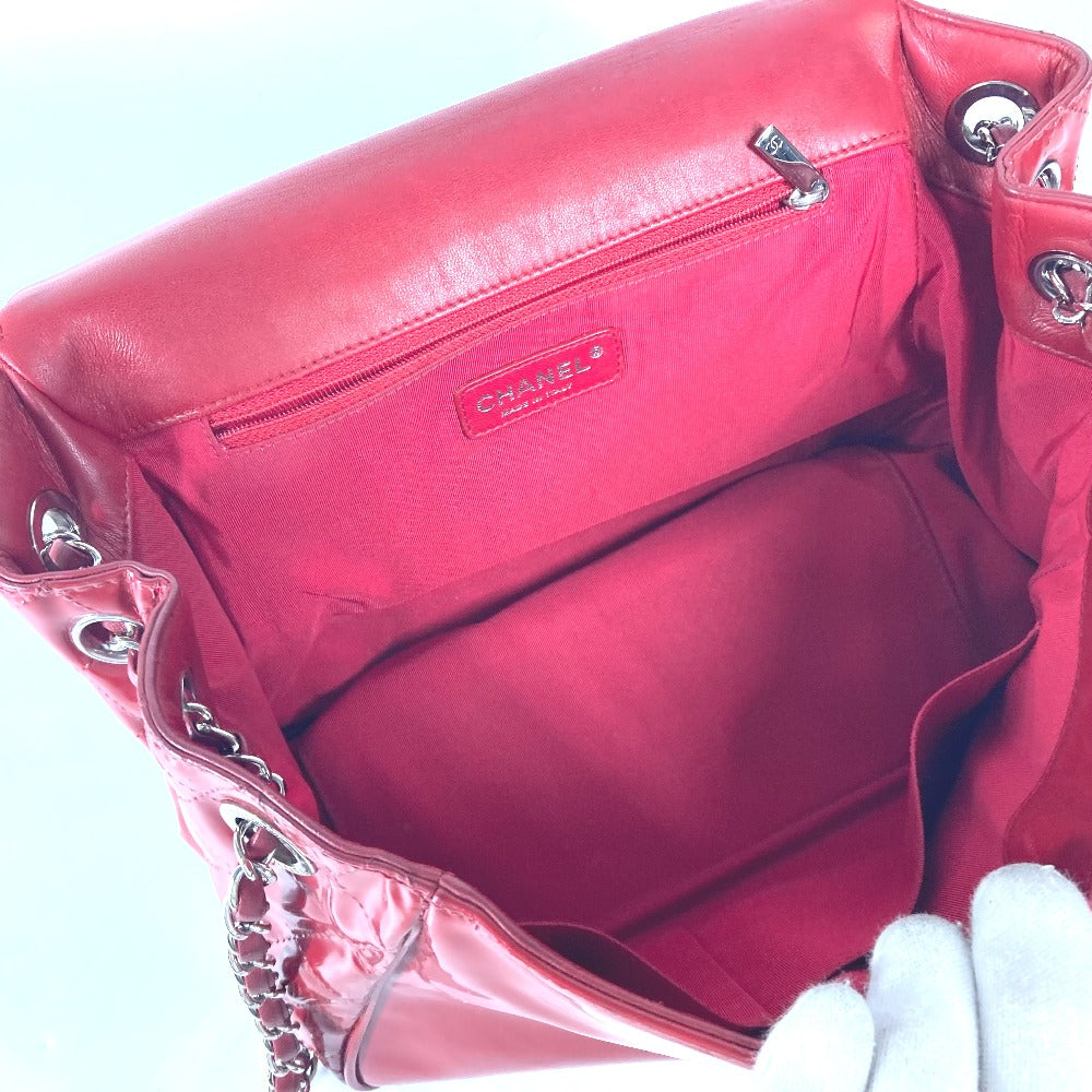 CHANEL Shoulder Bag enamel Red CC COCO Mark Lipstick Women Used Authentic