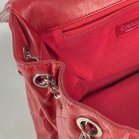 CHANEL Shoulder Bag enamel Red CC COCO Mark Lipstick Women Used Authentic