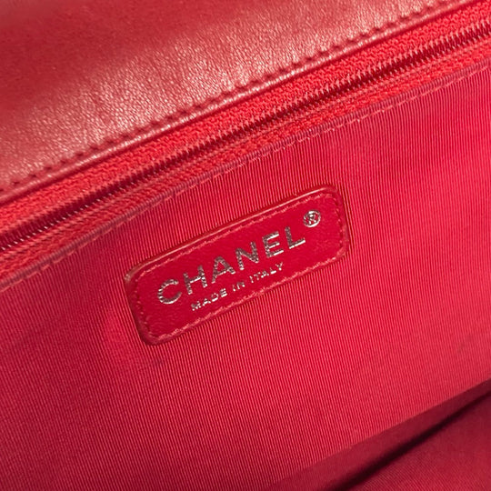 CHANEL Shoulder Bag enamel Red CC COCO Mark Lipstick Women Used Authentic