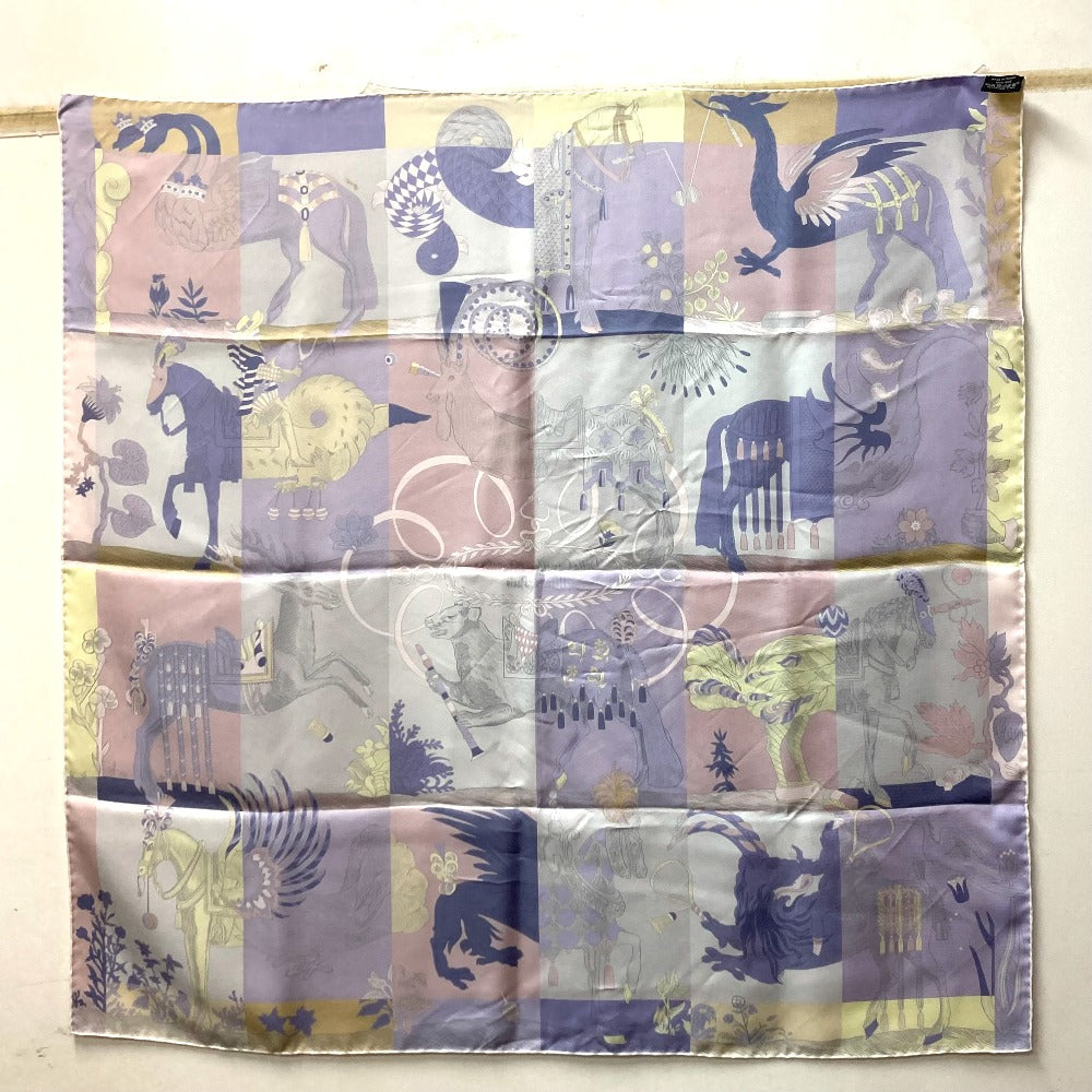 HERMES scarf silk purple Della Cavalleria Favolosa Carre90 Women Used Authentic