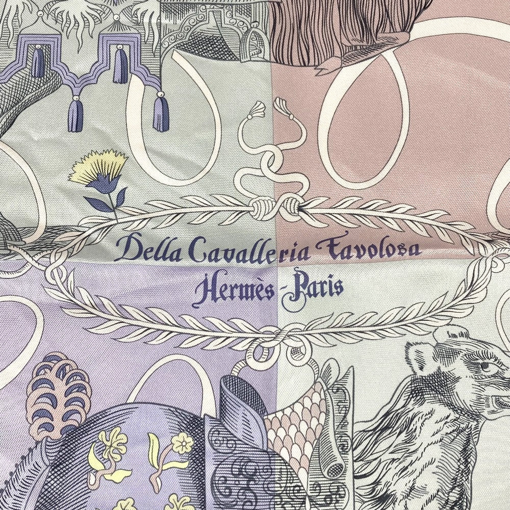 HERMES scarf silk purple Della Cavalleria Favolosa Carre90 Women Used Authentic