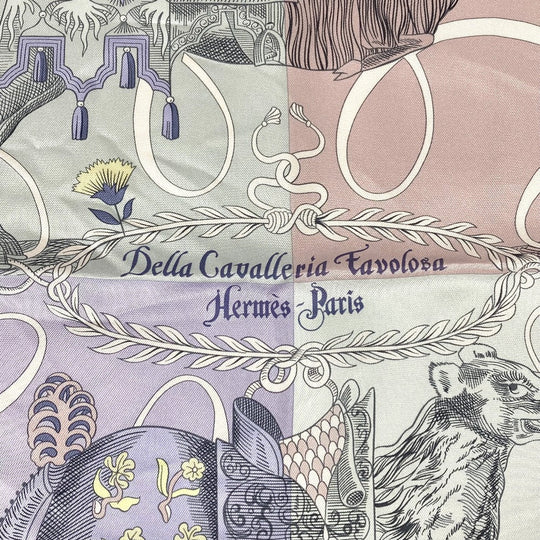 HERMES scarf silk purple Della Cavalleria Favolosa Carre90 Women Used Authentic