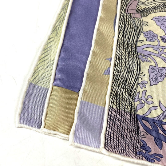 HERMES scarf silk purple Della Cavalleria Favolosa Carre90 Women Used Authentic