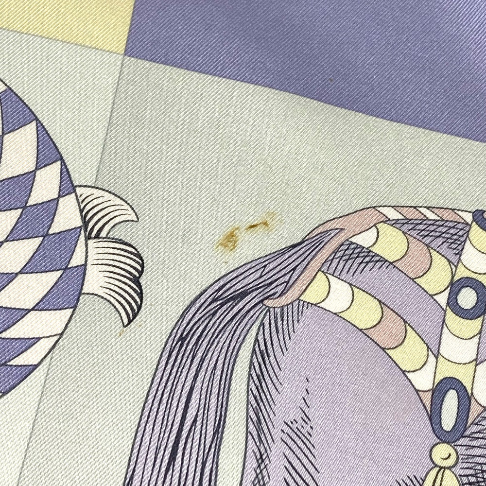 HERMES scarf silk purple Della Cavalleria Favolosa Carre90 Women Used Authentic