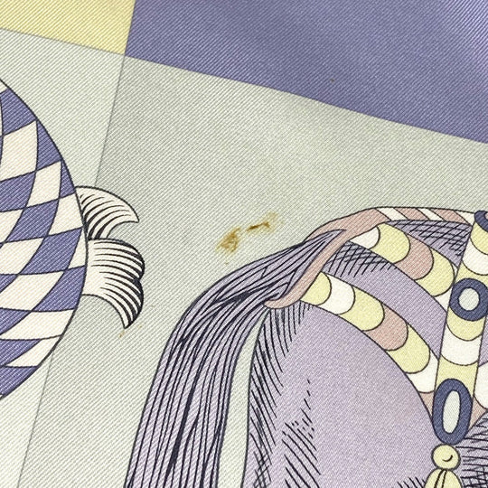 HERMES scarf silk purple Della Cavalleria Favolosa Carre90 Women Used Authentic
