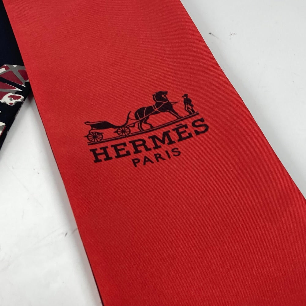 HERMES scarf silk Red Maxi Twilly Twilly Women Used Authentic