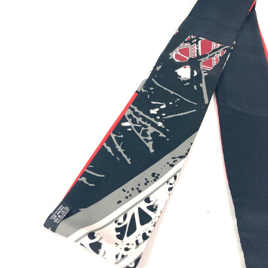 HERMES scarf silk Red Maxi Twilly Twilly Women Used Authentic