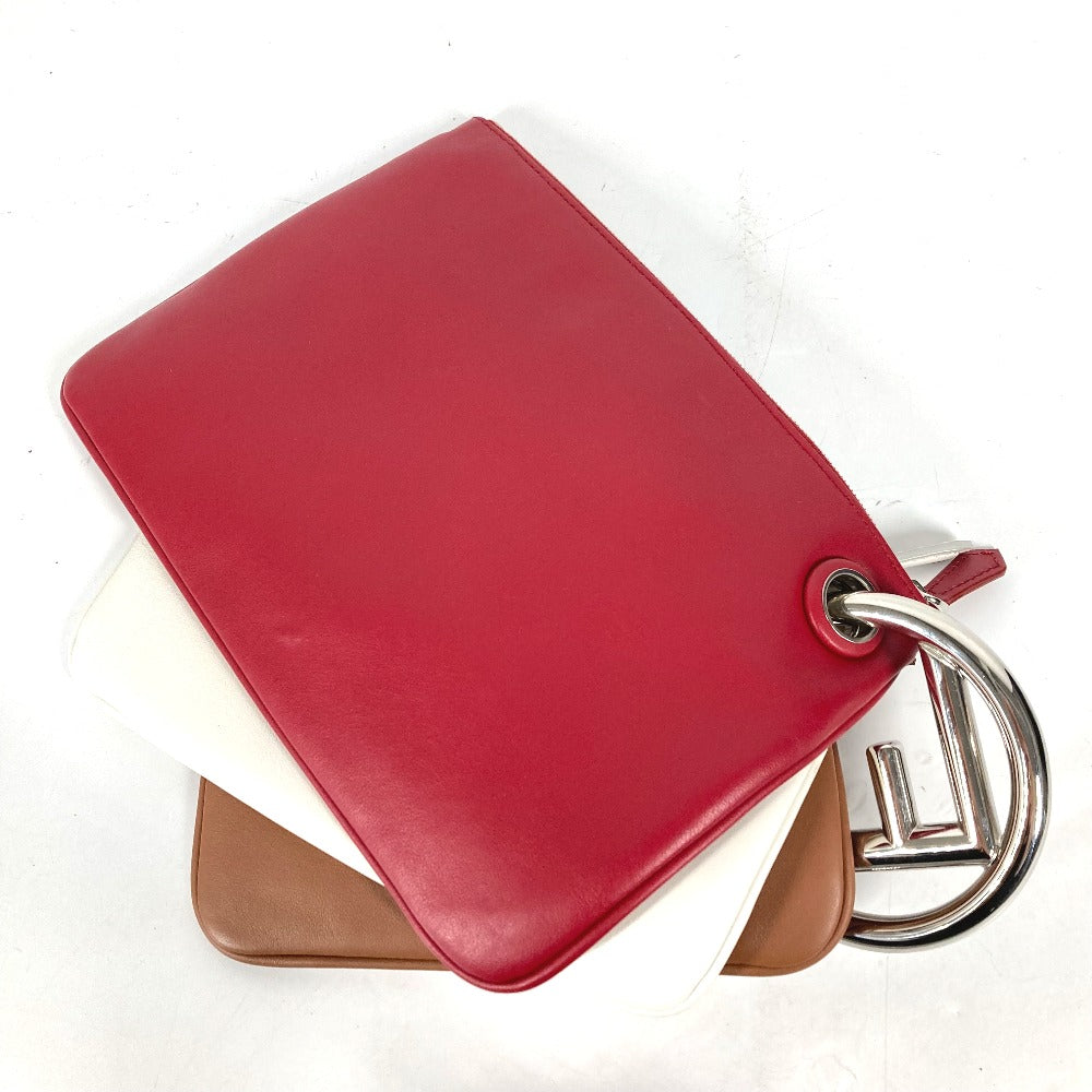 FENDI Clutch bag 8BS001 leather Red Triplet unisex(Unisex) Used Authentic
