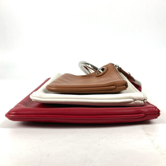 FENDI Clutch bag 8BS001 leather Red Triplet unisex(Unisex) Used Authentic