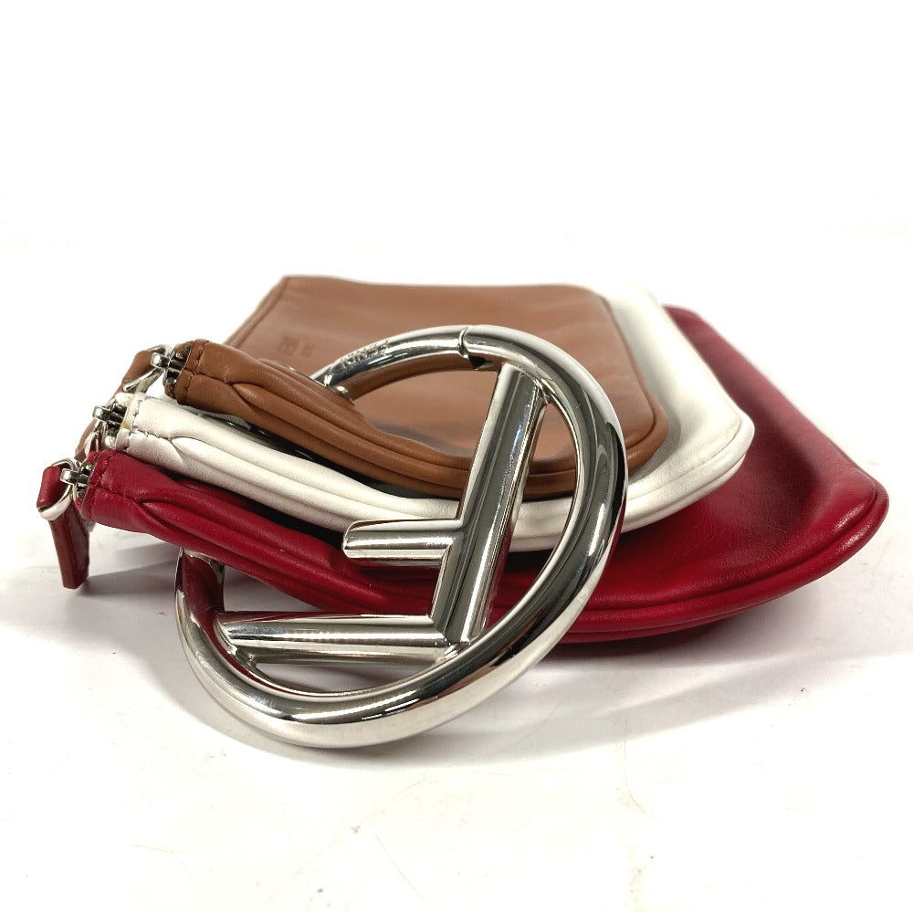 FENDI Clutch bag 8BS001 leather Red Triplet unisex(Unisex) Used Authentic