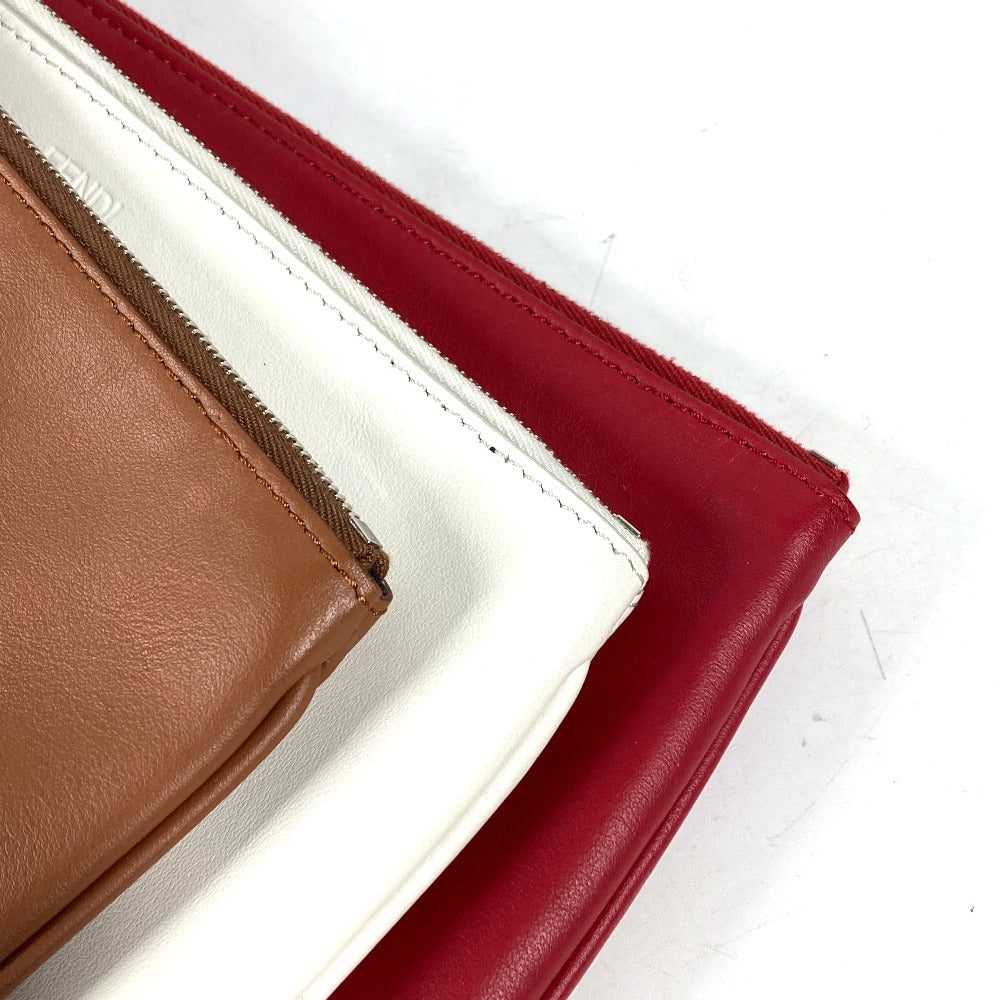 FENDI Clutch bag 8BS001 leather Red Triplet unisex(Unisex) Used Authentic