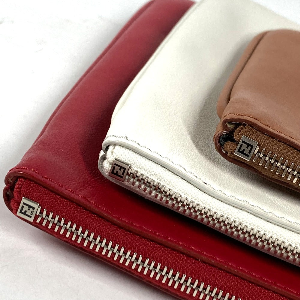 FENDI Clutch bag 8BS001 leather Red Triplet unisex(Unisex) Used Authentic