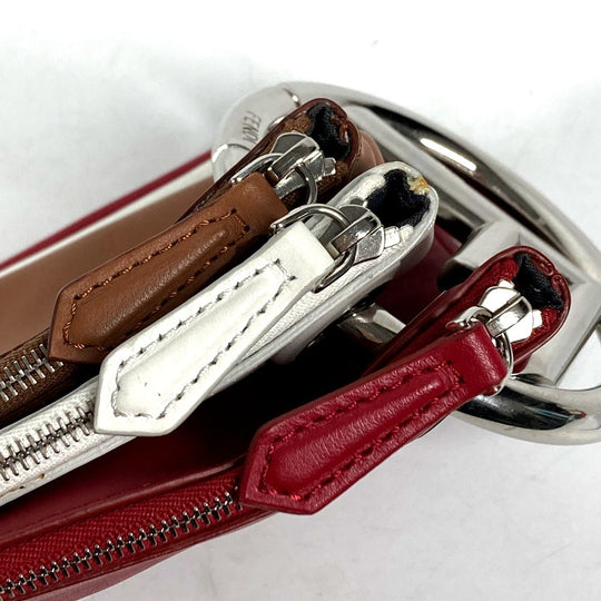 FENDI Clutch bag 8BS001 leather Red Triplet unisex(Unisex) Used Authentic