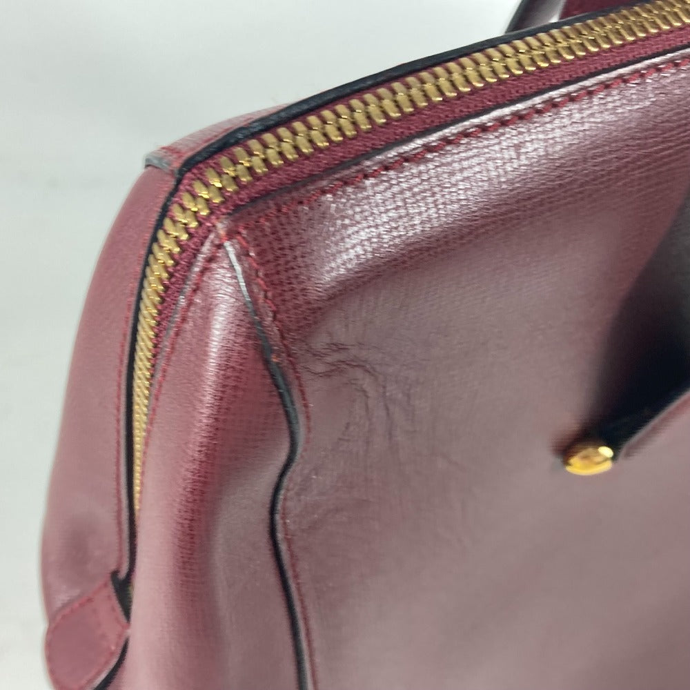 CARTIER Shoulder Bag leather wine-red Must Line unisex(Unisex) Used Authentic