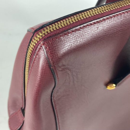 CARTIER Shoulder Bag leather wine-red Must Line unisex(Unisex) Used Authentic