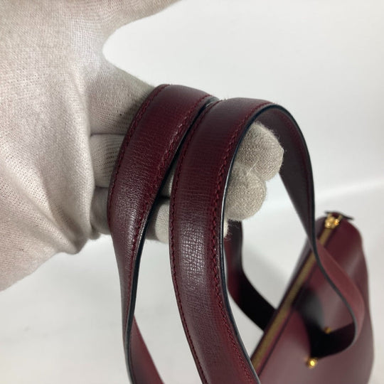 CARTIER Shoulder Bag leather wine-red Must Line unisex(Unisex) Used Authentic