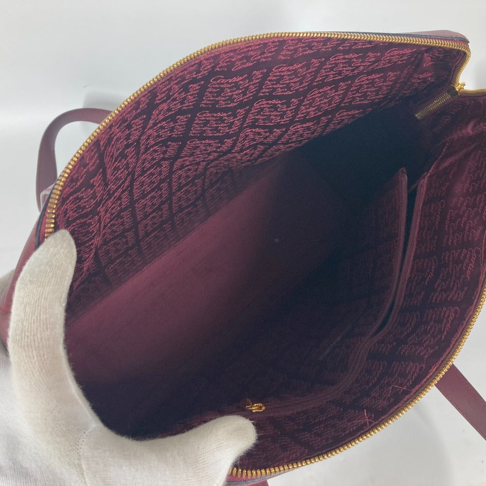 CARTIER Shoulder Bag leather wine-red Must Line unisex(Unisex) Used Authentic