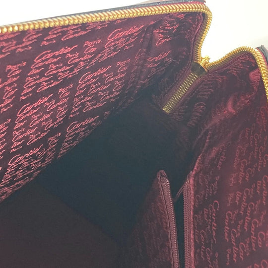 CARTIER Shoulder Bag leather wine-red Must Line unisex(Unisex) Used Authentic